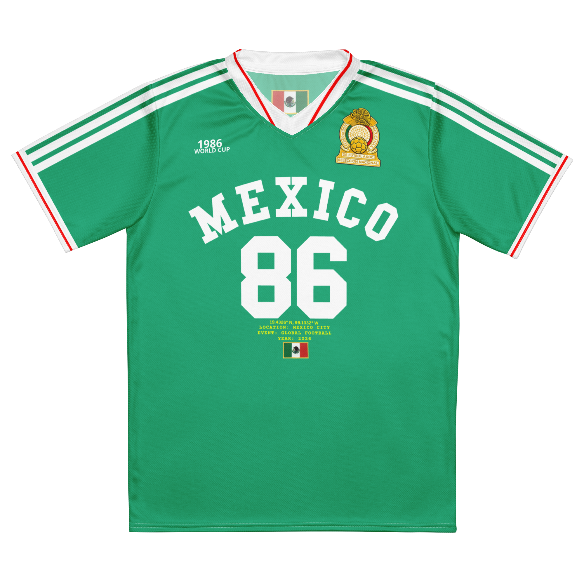 Mexico Vintage 1986 World Cup Inspired Soccer Jersey - White