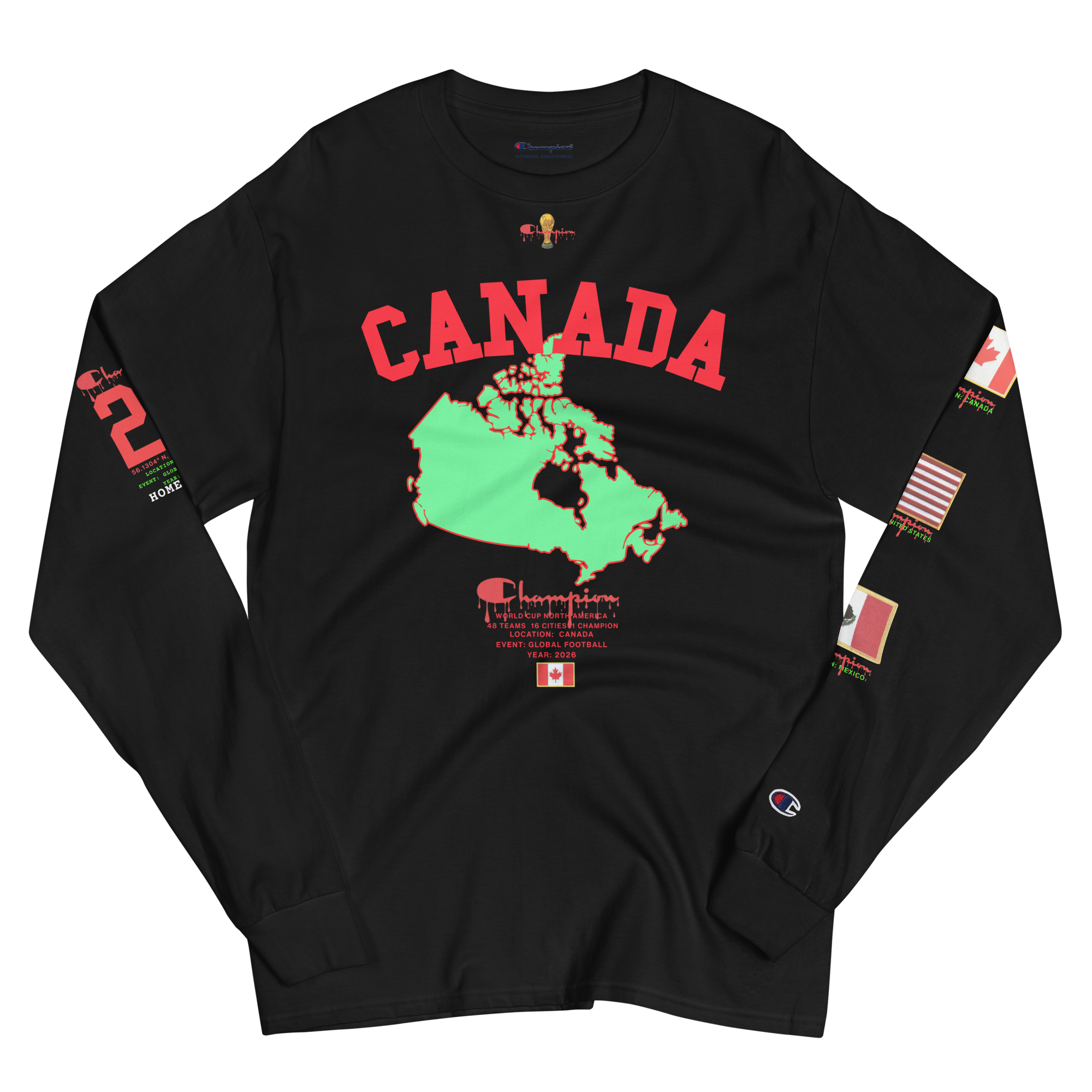 2026 Canada World Cup Flag Champion Long Sleeve