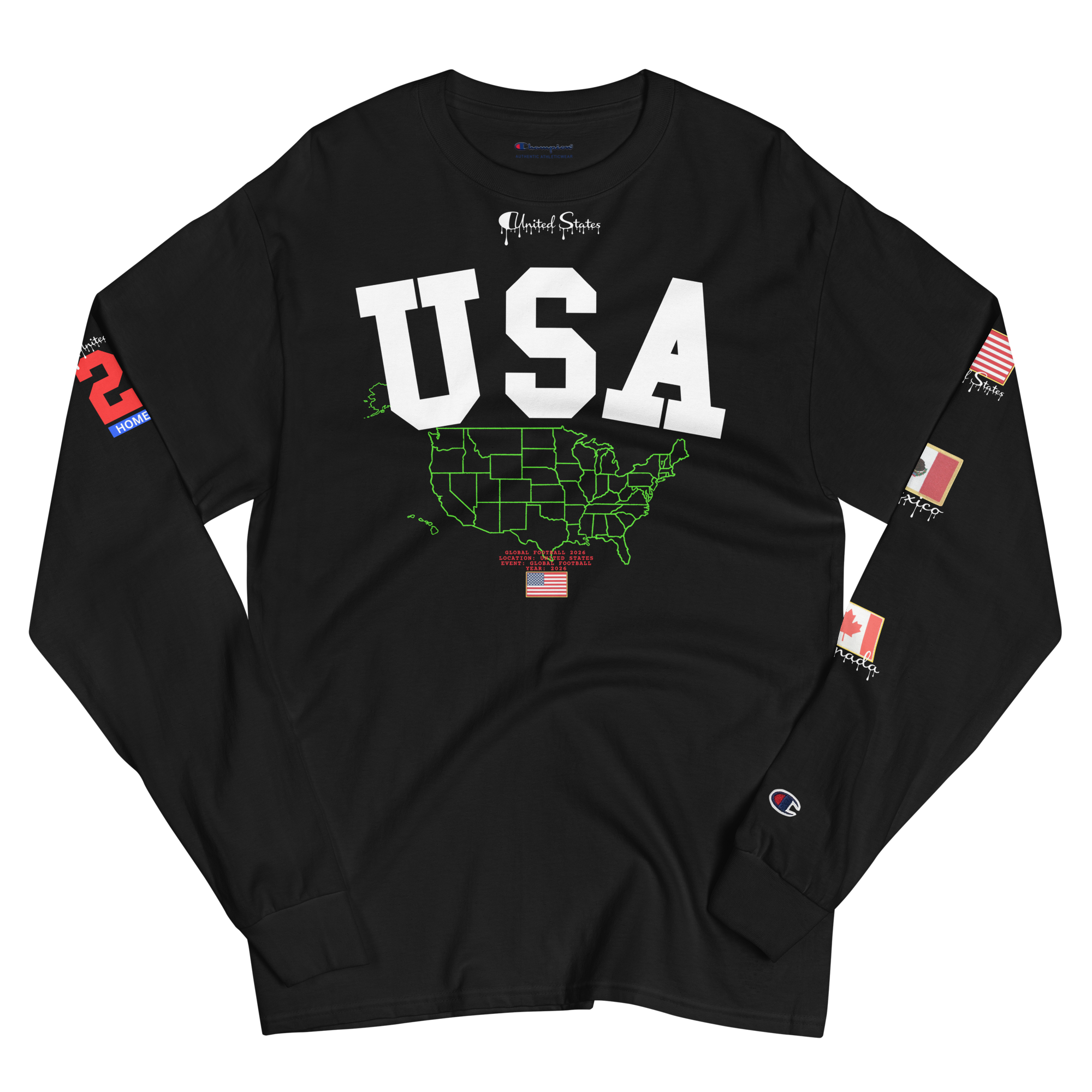 Global Football 2026 USA Flags Long Sleeve