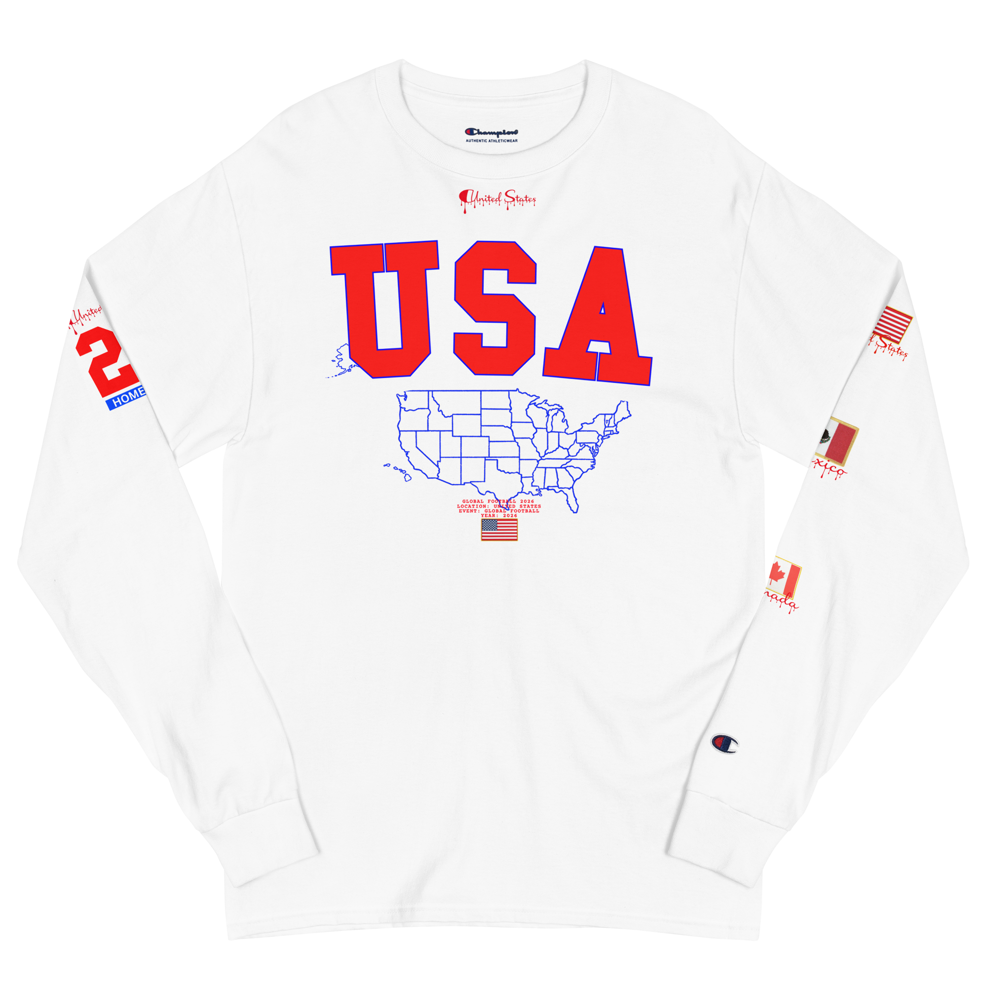 Global Football 2026 USA Flags Long Sleeve