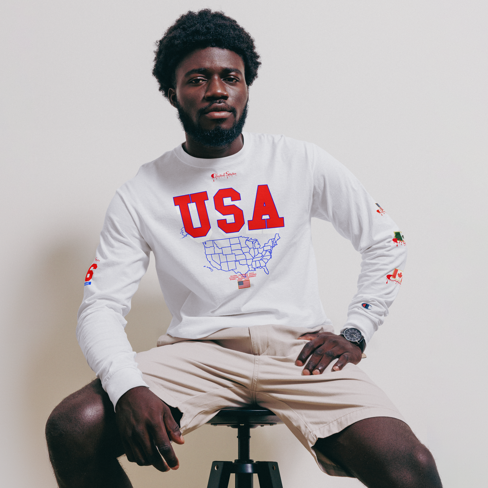 Global Football 2026 USA Flags Long Sleeve