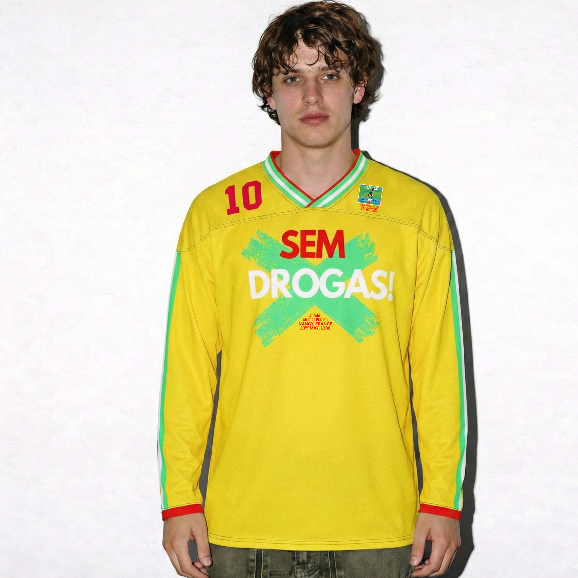 Pele 1988 'No Drug' Brazil Long Sleeve Jersey - White